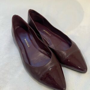 Margaux The Point Deep Burgundy Leather Flats Womens  Sz 39 8.5-9